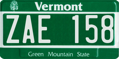 VT license plate ZAE158
