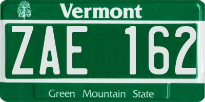 VT license plate ZAE162
