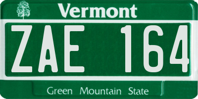 VT license plate ZAE164