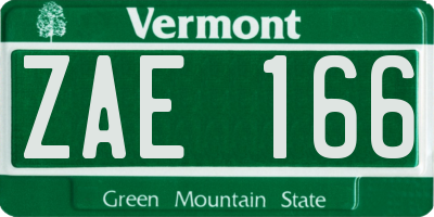 VT license plate ZAE166