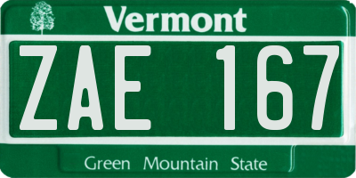 VT license plate ZAE167