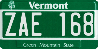 VT license plate ZAE168