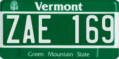 VT license plate ZAE169