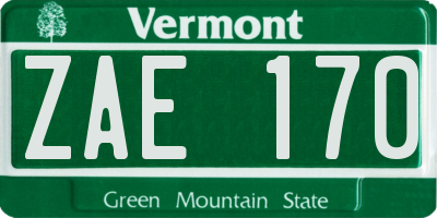 VT license plate ZAE170