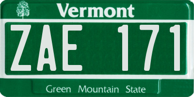 VT license plate ZAE171