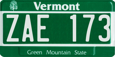 VT license plate ZAE173