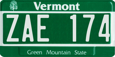 VT license plate ZAE174