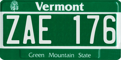 VT license plate ZAE176