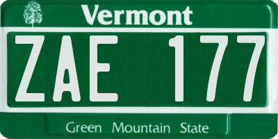 VT license plate ZAE177