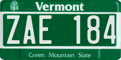VT license plate ZAE184