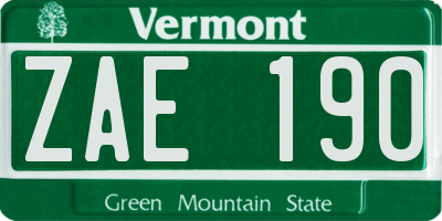 VT license plate ZAE190