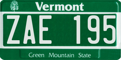 VT license plate ZAE195