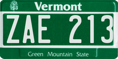 VT license plate ZAE213