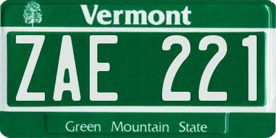 VT license plate ZAE221