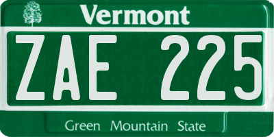 VT license plate ZAE225