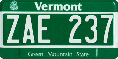 VT license plate ZAE237