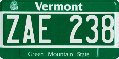 VT license plate ZAE238