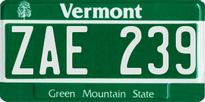VT license plate ZAE239