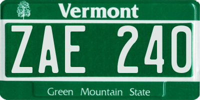 VT license plate ZAE240