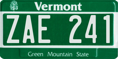 VT license plate ZAE241