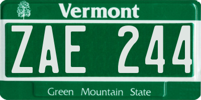 VT license plate ZAE244