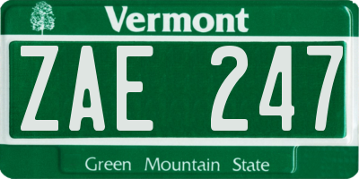 VT license plate ZAE247