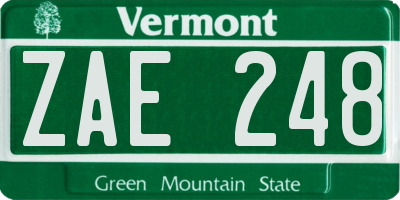 VT license plate ZAE248