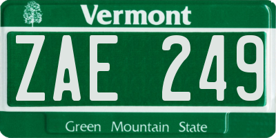 VT license plate ZAE249