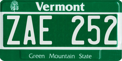 VT license plate ZAE252