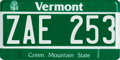 VT license plate ZAE253