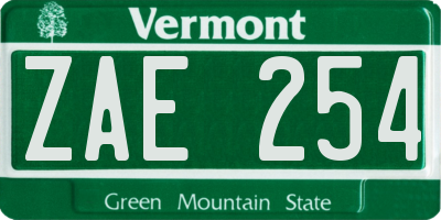 VT license plate ZAE254