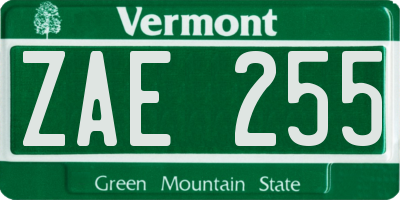 VT license plate ZAE255