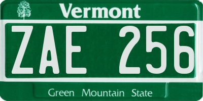 VT license plate ZAE256