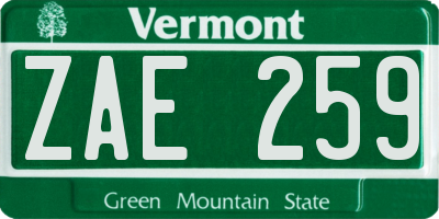 VT license plate ZAE259