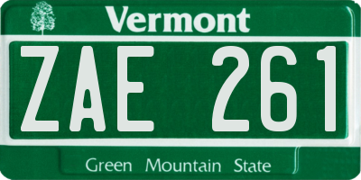 VT license plate ZAE261