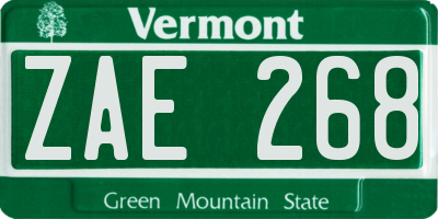 VT license plate ZAE268