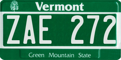 VT license plate ZAE272