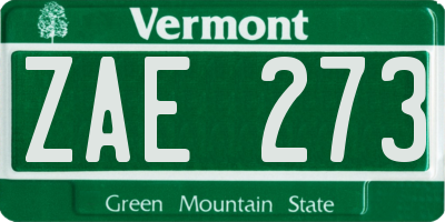 VT license plate ZAE273
