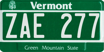 VT license plate ZAE277