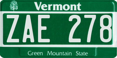 VT license plate ZAE278