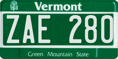 VT license plate ZAE280