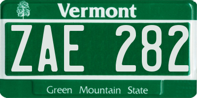 VT license plate ZAE282
