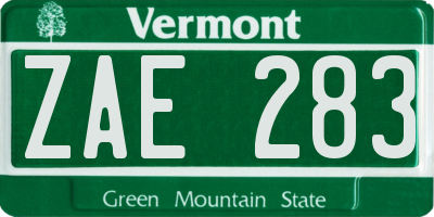 VT license plate ZAE283