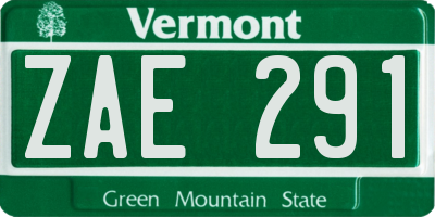 VT license plate ZAE291
