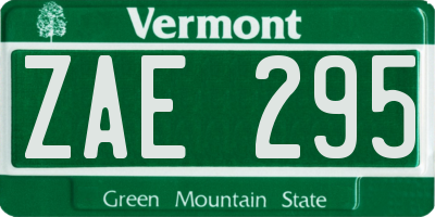 VT license plate ZAE295