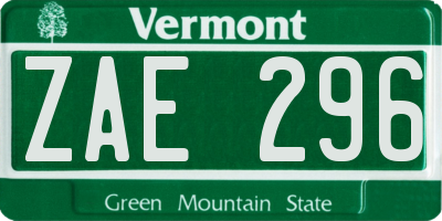 VT license plate ZAE296