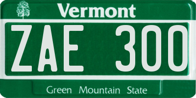 VT license plate ZAE300