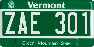 VT license plate ZAE301