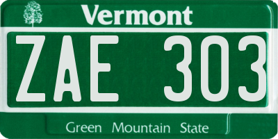 VT license plate ZAE303