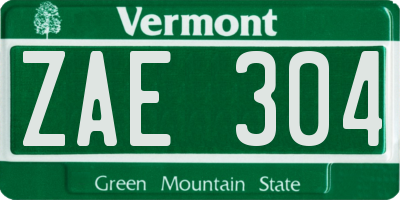 VT license plate ZAE304